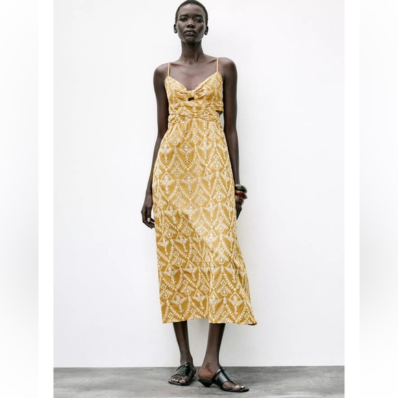 Zara embroidered Midi Dress - Picture 1 of 8